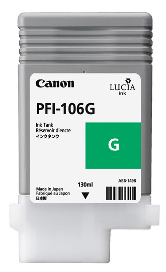 Depósito de tinta verde Canon PFI-106G (130 ml) para iPF6400, iPF6450, iPF6300, iPF6300S, iPF6350 - 6628B001AA