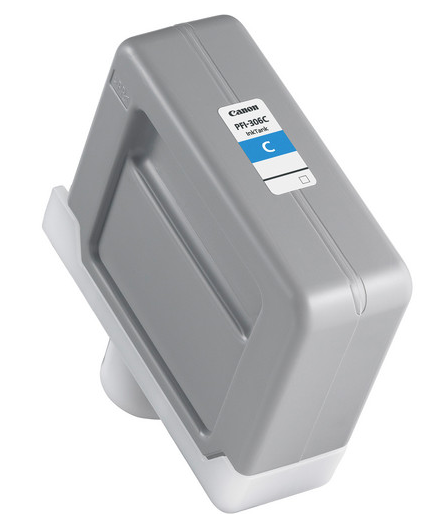 Tanque de tinta cian Canon PFI-306C (330 ml) para imagePROGRAF iPF8300, iPF8300S, iPF8400, iPF8400S, iPF9400, iPF9400S - 6658B001AA