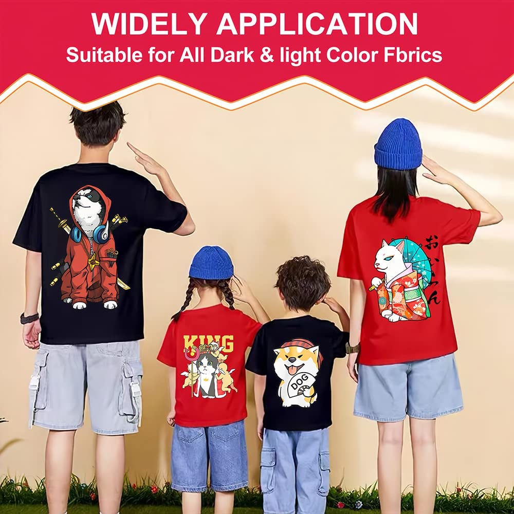 Impresora de transferencia DSV DTF A3 L1800 con sistema de circulación de tinta blanca integrado para camisetas oscuras/claras, sudaderas, almohadas y diferentes tejidos (impresora DTF + 5 cartuchos de tinta de 250 ml + 100 películas PET)