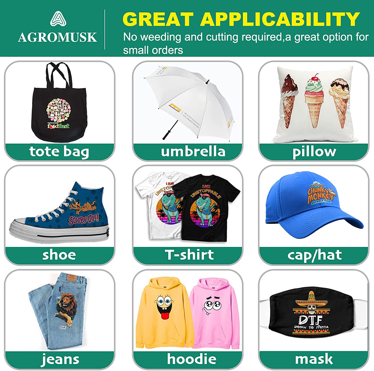 Película de transferencia DTF (8,3" x 11,7"), 50 hojas de PET, papel de transferencia térmica directa a película para todas las impresoras DTF y DTG, película DTF mate para sublimación, negro, blanco, claro, oscuro, tela, camisetas.