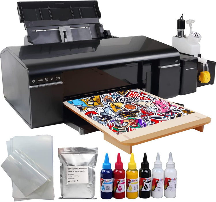 Impresora de transferencia térmica DTF A4 L805. Impresión directa a película para telas, cuero, juguetes, trajes de baño, artesanías, camisetas y almohadas.