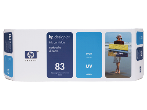 HP 83 680-ml Cyan DesignJet UV Ink Cartridge - C4941A www.wideimagesolutions.com Parts and Inks 416.82