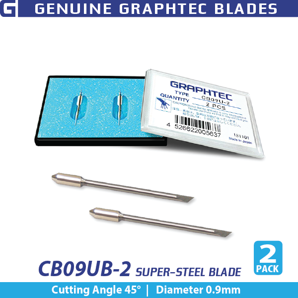Cuchilla Graphtec Super-Steel de 0,9 mm y 45° (paquete de 2) para portacuchillas PHP33/35-CB09N-HS