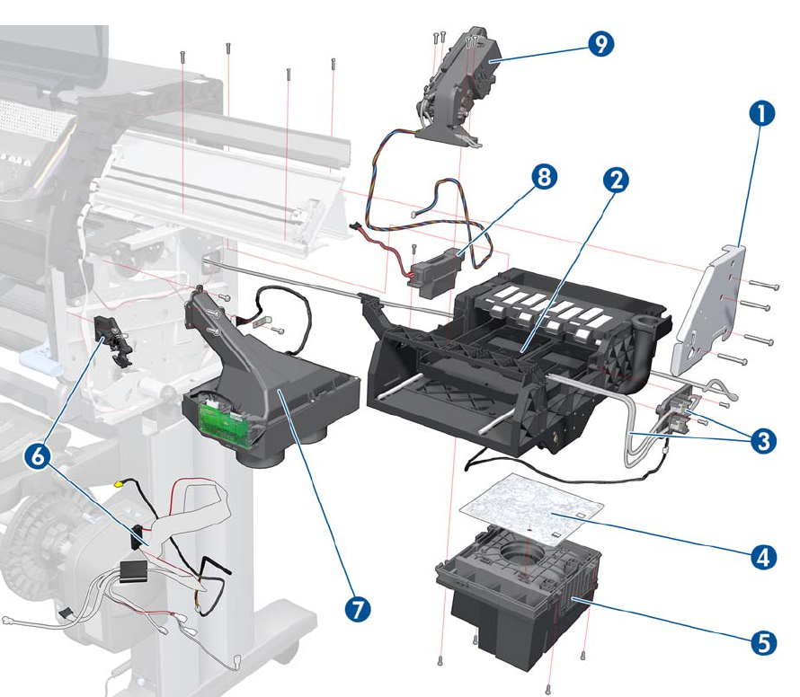Conjunto de estación de servicio y cable - Para las series HP DesignJet Z6200, Z6800, Z6600, D5800 (CQ109-67021) - Nuevo