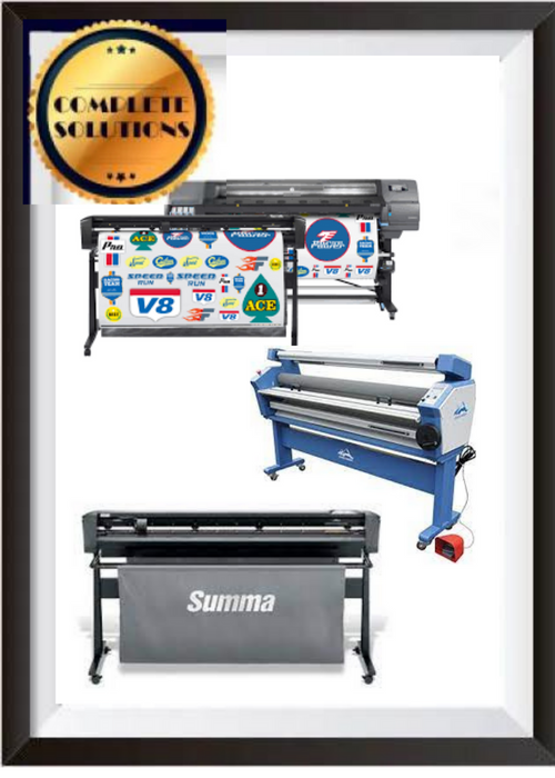 COMPLETE SOLUTION - HP Latex 335 64" Printer - Refurbished (90 Days, 1, 2, 3 or 4 Years Warranty) + Summa S Class 3 D160 62" Vinyl Cutter + 63" Full-auto Low Temp. Wide Format Cold Laminator, with Heat Assisted