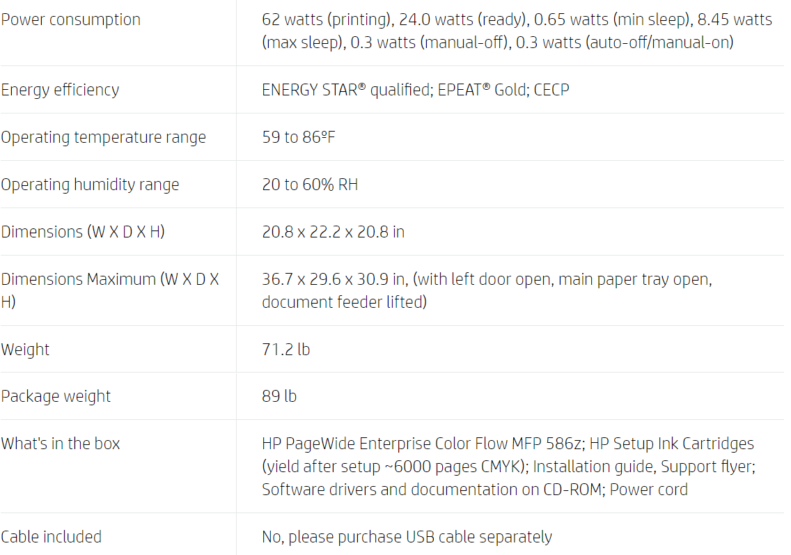 Impresora multifunción HP PageWide Enterprise Color Flow 586z