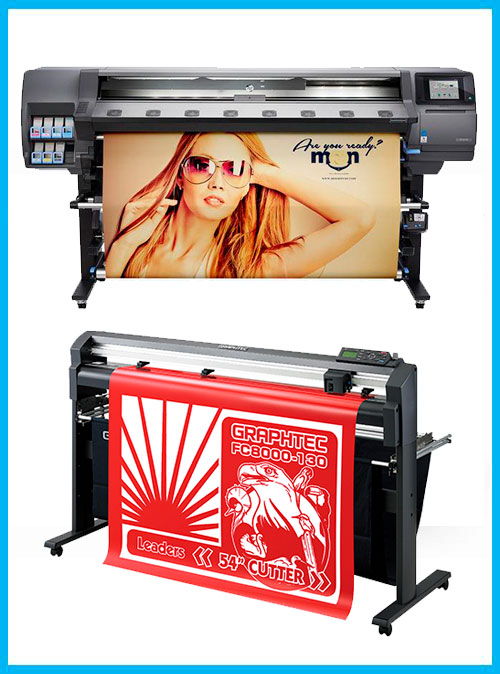 PAQUETE - Impresora HP Latex 360 de 64 pulgadas - Reacondicionada (90 días, 1, 2, 3 o 4 años de garantía) + Plotter de corte de vinilo Graphtec FC8000-130 de 54 pulgadas - Reacondicionado (1 año de garantía)