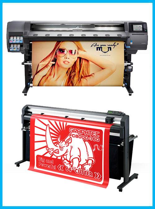 PAQUETE - Impresora HP Latex 360 de 64 pulgadas - Reacondicionada (90 días, 1, 2, 3 o 4 años de garantía) + Plotter de corte de vinilo Graphtec FC8000-160 de 64 pulgadas - Reacondicionado (90 días de garantía)