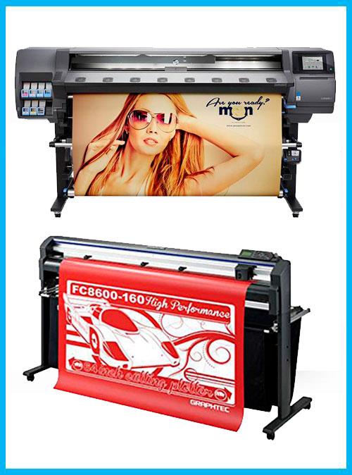 PAQUETE - Impresora HP Latex 360 de 64 pulgadas - Reacondicionada (90 días, 1, 2, 3 o 4 años de garantía) + Plotter de corte de vinilo Graphtec FC8600-160 de 64 pulgadas - Reacondicionado (2 años de garantía)