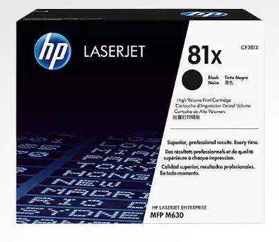 HP 81X High Yield Black Original LaserJet Toner Cartridge - CF281X www.wideimagesolutions.com 311.99