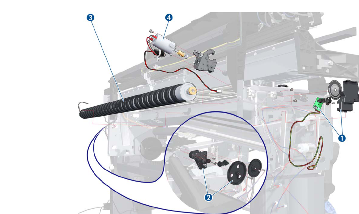 Motor del eje de soporte para las impresoras HP DesignJet T7100 y T7200 (CQ105-67012) - NUEVO