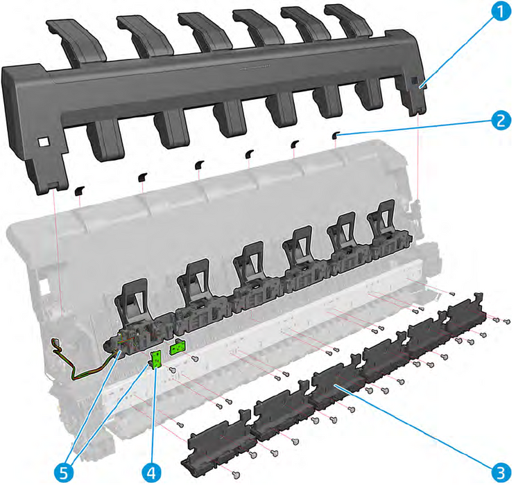 Conjunto de brazos apiladores - Para las series DesignJet T920, T1500, T2500 (CR357-67082, CR354-67002)