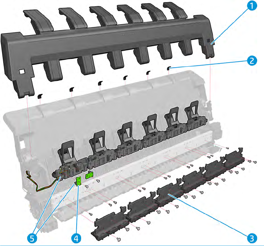 Conjunto de servicio de transferencia del apilador - Para las series HP DesignJet T920, T930, T1500, T1530, T2500 y T2530 (CR357-67041)