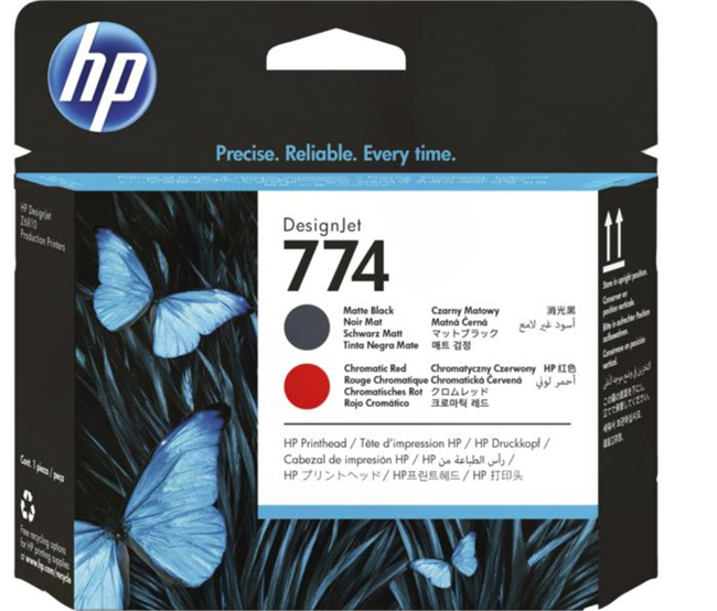 Cabezal de impresión DesignJet HP 774 negro mate/rojo cromático para HP DesignJet Z6610 y Z6810 - P2V97A
