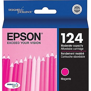 Cartucho de tinta magenta Epson 124 DURABrite de capacidad ultra moderada para Stylus NX125, NX127, NX130, NX230, NX330, NX420, NX430 y WorkForce 320, 323, 325, 435 - T124320-S