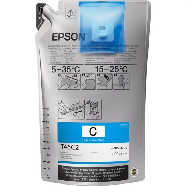 Tinta cian Epson UltraChrome DS de 1,1 litros para SureColor F6370, F9470, F9470H - T46C220-1