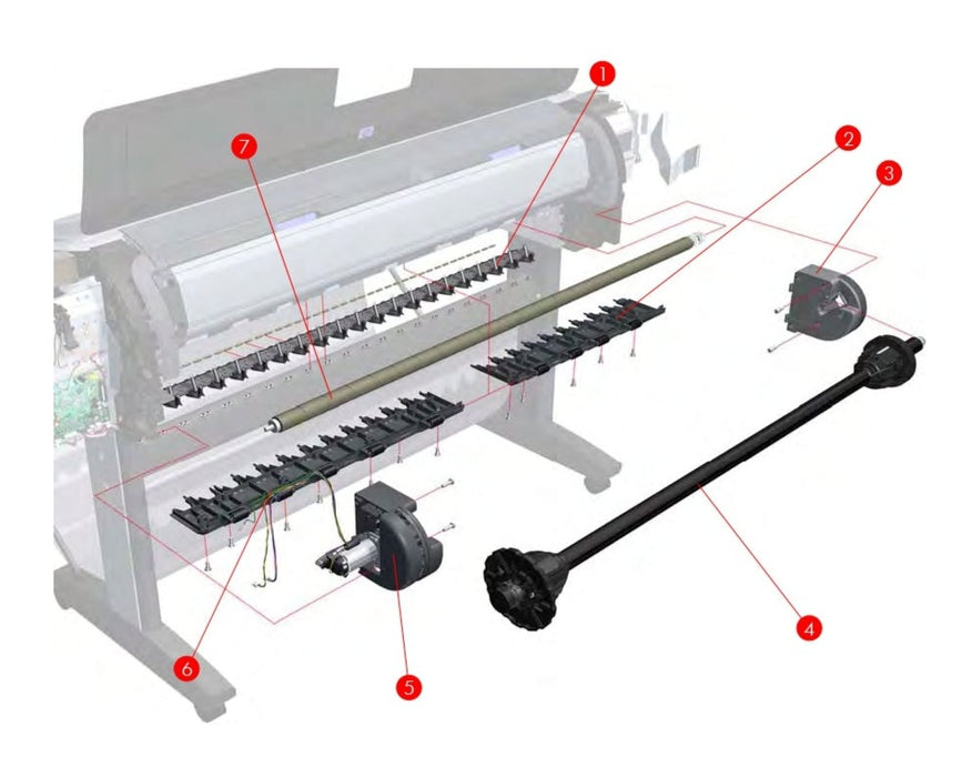 Soporte de eje lateral derecho para las series HP Designjet T1100, T1100ps y T610 (Q6683-67009)
