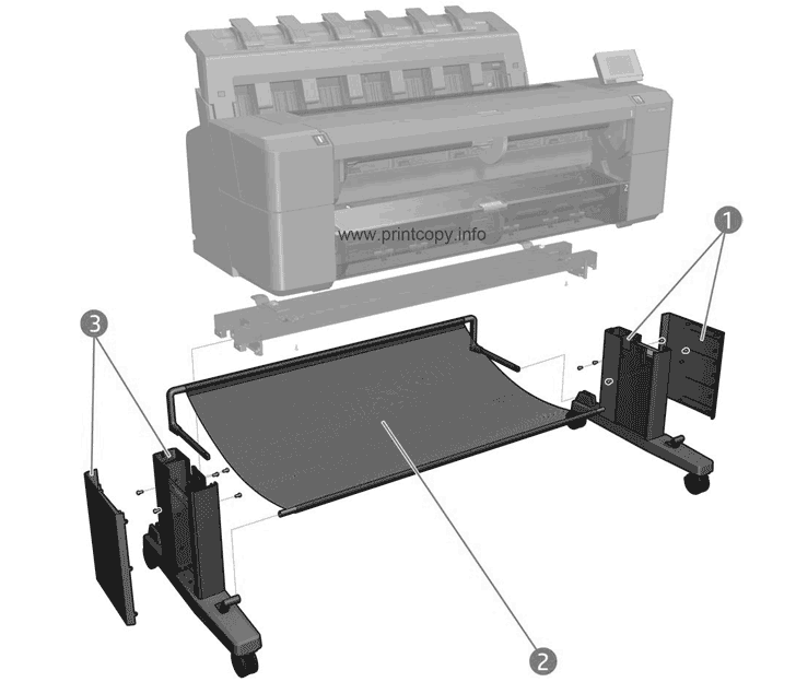 Conjunto de patas laterales SVS con W/C para HP DesignJet T920, T1500, T2500, T3500 Series (CR357-67065)