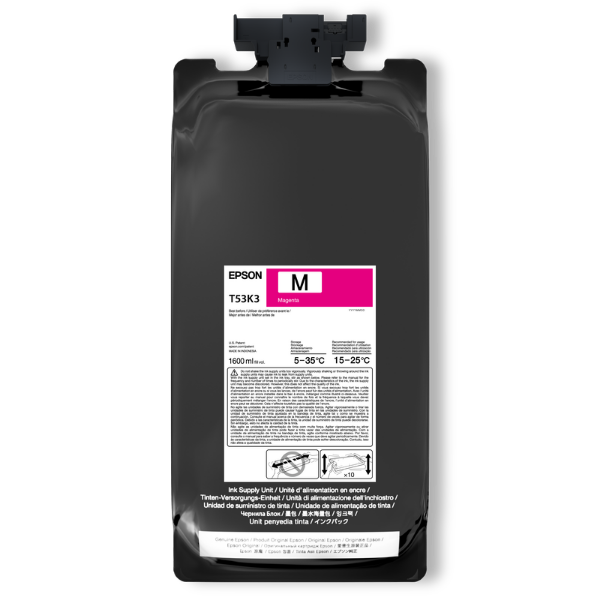 Tinta Epson UltraChrome DS Magenta de 1,6 litros para SureColor F6470, F6470H, F9570, F9570H (paquete de 2) - T53K320