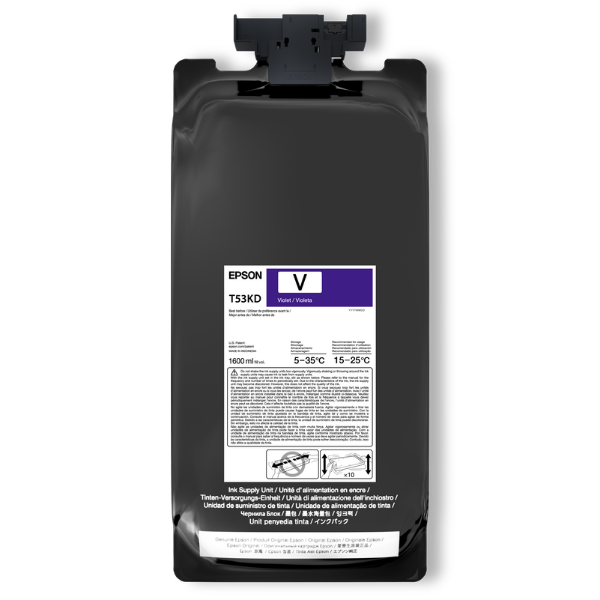 Tinta violeta Epson UltraChrome DS de 1,6 litros para SureColor F6470H y F9570H (paquete de 2) - T53KD20