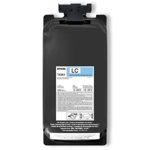 Tinta Epson UltraChrome DS Cian Claro 1,6 litros para SureColor F6470H, F9570H (paquete de 2) - T53K520