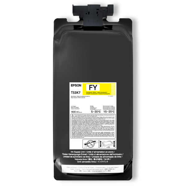 Tinta fluorescente amarilla Epson UltraChrome DS de 1,6 litros para SureColor F6470H y F9570H (paquete de 2) - T53K720