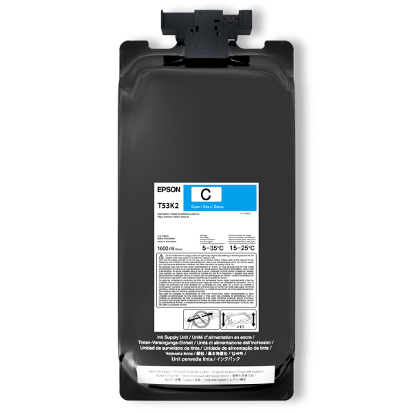 Tinta cian Epson UltraChrome DS de 1,6 litros para SureColor F6470, F6470H, F9570, F9570H (paquete de 2) - T53K220