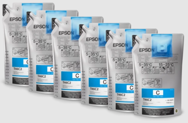 Tinta cian Epson UltraChrome de 1,1 litros (paquete de 6) para SureColor F6370, F9470, F9470H - T46C220