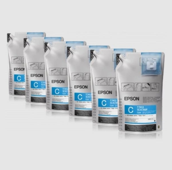 Paquetes de tinta cian Epson T741 UltraChrome DS (6 x 1000 ml) para SureColor F6070, F6200, F7070, F7170, F7200, F9200, F9370 - T741200