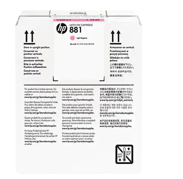 Cartucho de tinta Latex HP 881 de 5 litros, magenta claro, para HP Latex 1500 y 3200 - CR336A