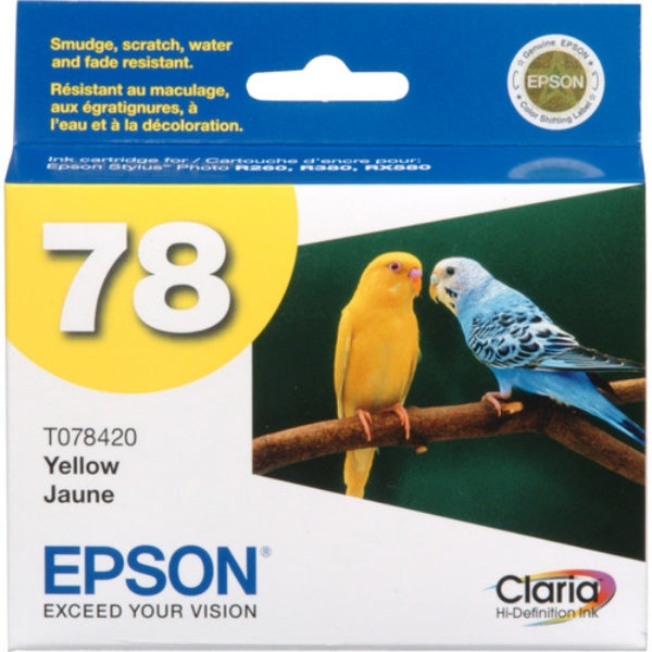 Tinta amarilla de alta definición Epson 78 Claria para Artisan 50 y Epson Stylus Photo R260, R280, R380, RX580, RX595, RX680 - T078420-S