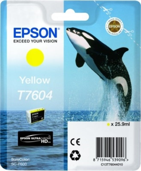 Tinta amarilla Epson 760 UltraChrome HD de 25,9 ml para SureColor P600 - T760420