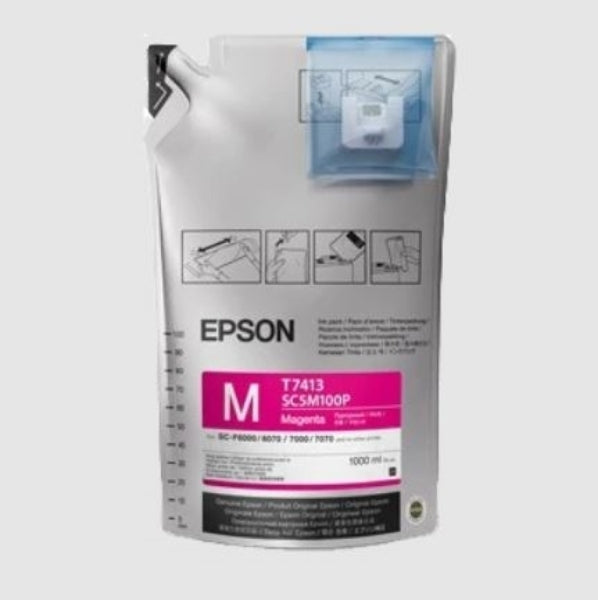 Tinta Epson T741 UltraChrome DS magenta para SureColor F6070, F6200, F7070, F7170, F7200, F9200 y F9370 (1000 ml, 1 paquete) - T741320-1