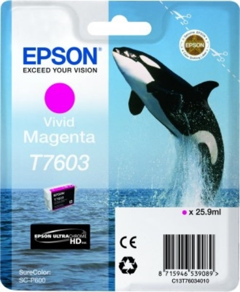 Tinta Epson 760 UltraChrome HD Magenta Vívido de 25,9 ml para SureColor P600 - T760320