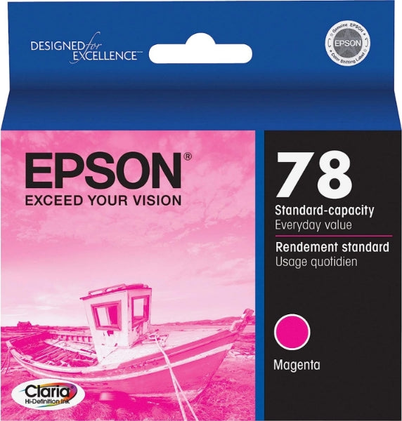 Tinta de alta definición Epson 78 Claria magenta para Artisan 50 y Epson Stylus Photo R260, R280, R380, RX580, RX595, RX680 - T078320-S