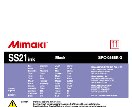 Tinta negra SS21 (paquete de 2000 ml) para las series Mimaki CJV150, CJV300, JV150, JV300, JV33, JV5 y JV34 - SPC-0588K 