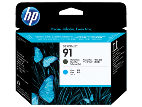 Cabezal de impresión HP 91 negro mate y cian para DesignJet Z6100 - C9460A