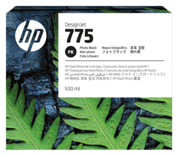 Cartucho de tinta DesignJet HP 775 de 500 ml, negro fotográfico, para DesignJet Z6 Pro - 1XB21A