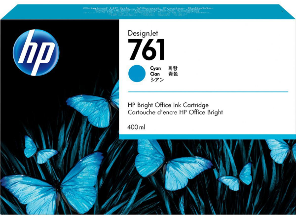 Cartucho de tinta cian DesignJet HP 761 de 400 ml para DesignJet T7100 y T7200 - CM994A