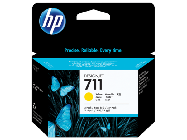 HP 711 PACK de 3 cartuchos de tinta amarillos de 29 ml para DesignJet T120, T520 - CZ136A