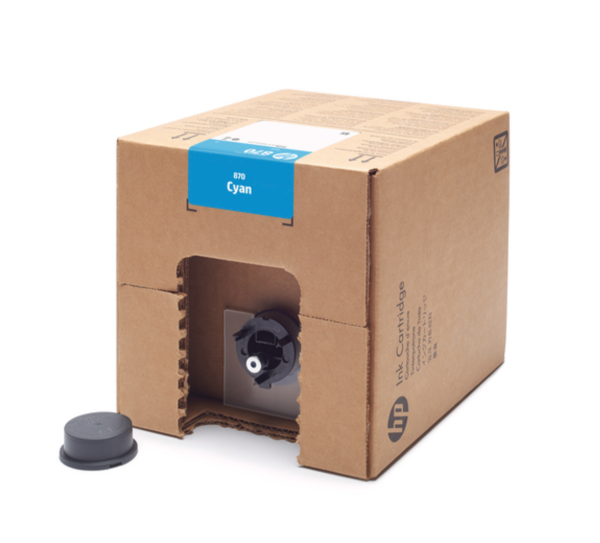 Cartón de tinta cian HP 870 de 5 litros para PageWide XL Pro 10000 - 1XA93A