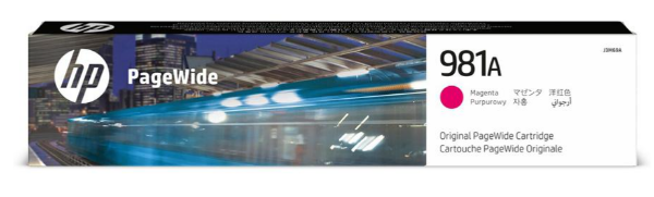 Cartucho de tinta original PageWide HP 981A magenta para impresoras multifunción HP PageWide Enterprise Color Flow 586z y Enterprise Color 586f, 586dn, 556xh y ​​556dn - J3M69A
