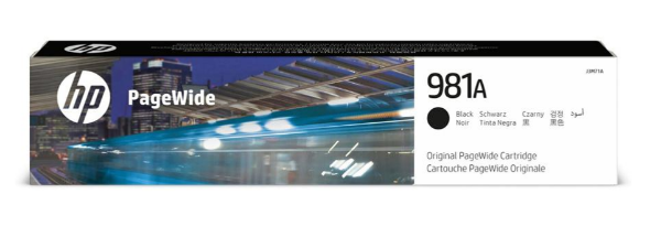 Cartucho de tinta original PageWide HP 981A negro para impresoras multifunción HP PageWide Enterprise Color Flow 586z y Enterprise Color 586f, 586dn, 556xh y ​​556dn - J3M71A