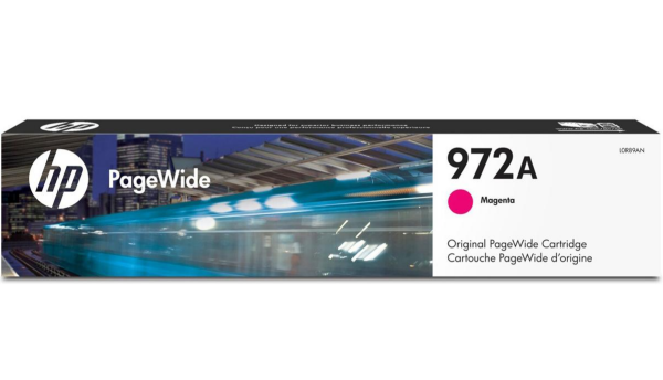 Cartucho de tinta original HP 972A magenta PageWide para impresoras multifunción HP PageWide Pro 477dw, 477d2, 552dw, 452dw, 452dn, 577z, 577dw - L0R89AN