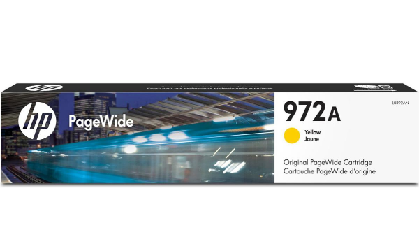 Cartucho de tinta original HP 972A amarillo PageWide para impresoras multifunción HP PageWide Pro 477dw, 477d2, 552dw, 452dw, 452dn, 577z, 577dw - L0R92AN