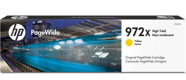 Cartucho de tinta original PageWide HP 972X de alto rendimiento amarillo para HP PageWide Pro 452dw, 452dn, 552dw y HP PageWide Pro multifunción 577z, 577dw, 477dw, 477dn - L0S04AN