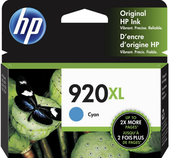 Cartucho de tinta cian de alto rendimiento HP 920XL para HP Officejet 6000, 6500, 6500A y 7500A - CD972AN