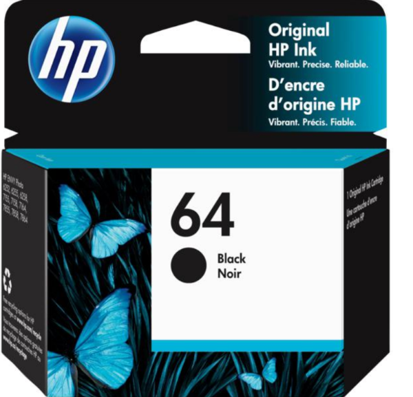Cartucho de tinta original HP 64 negro para HP Tango, HP Tango X y HP ENVY Photo 6255, 7155, 7855 - N9J90AN