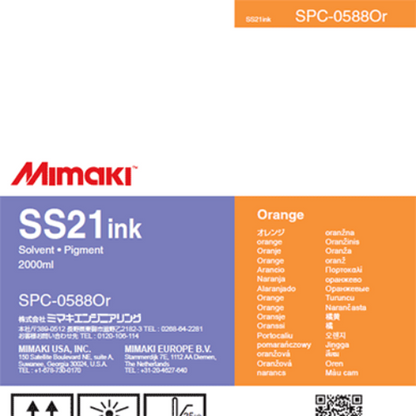 SS21 Naranja (paquete de 2000 ml) para Mimaki JV5/JV33/JV300/JV330/CJV150/CJV300/CJV330/CJV30 - SPC-0588OR 