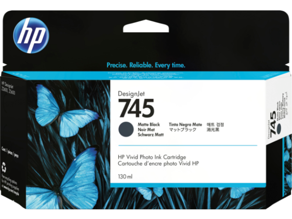 Cartucho de tinta DesignJet HP 745 de 130 ml, negro mate, para DesignJet Z2600 y Z5600 - F9J99A